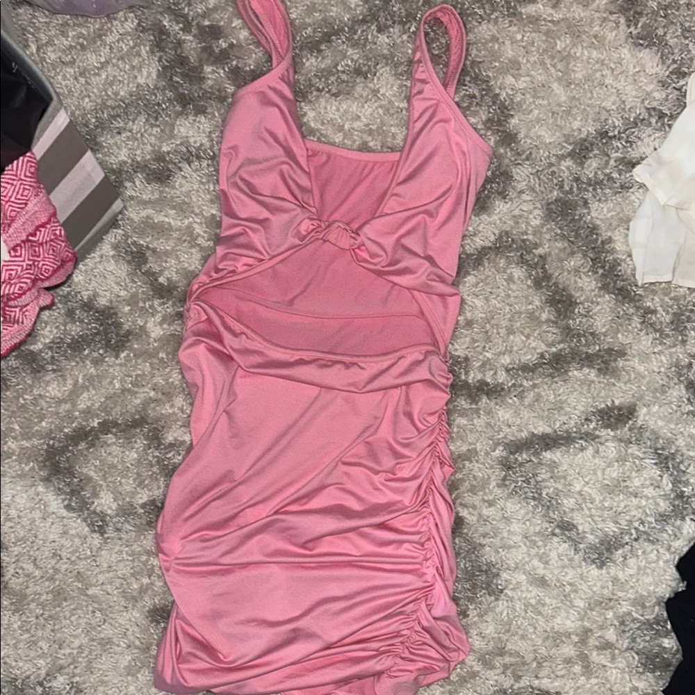 Pink Ruched Mini Dress